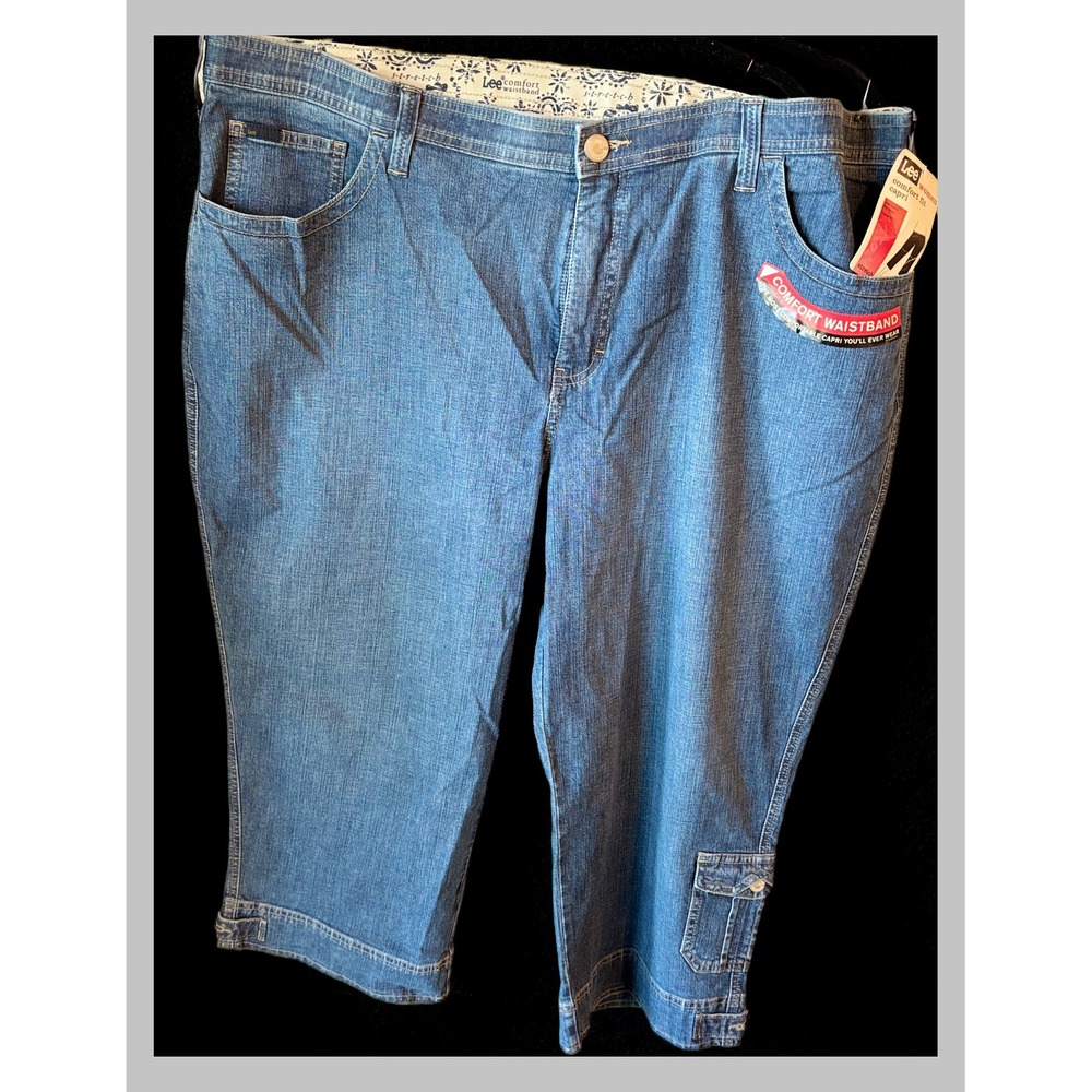Lee Women Comfort Fit Capri Jeans 24W Medium Wash Stretch Comfort Waistband NWT